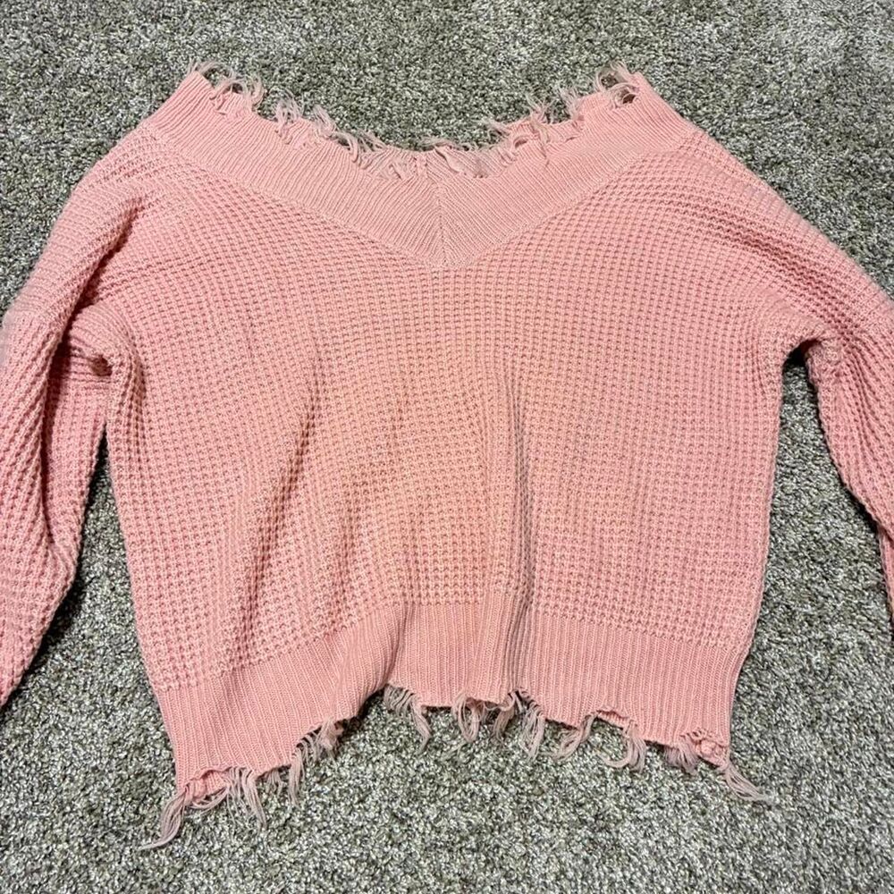 Zenana Women's XLarge Pink Sweater Off Shoulder